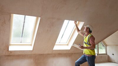 building inspector looking at a new property